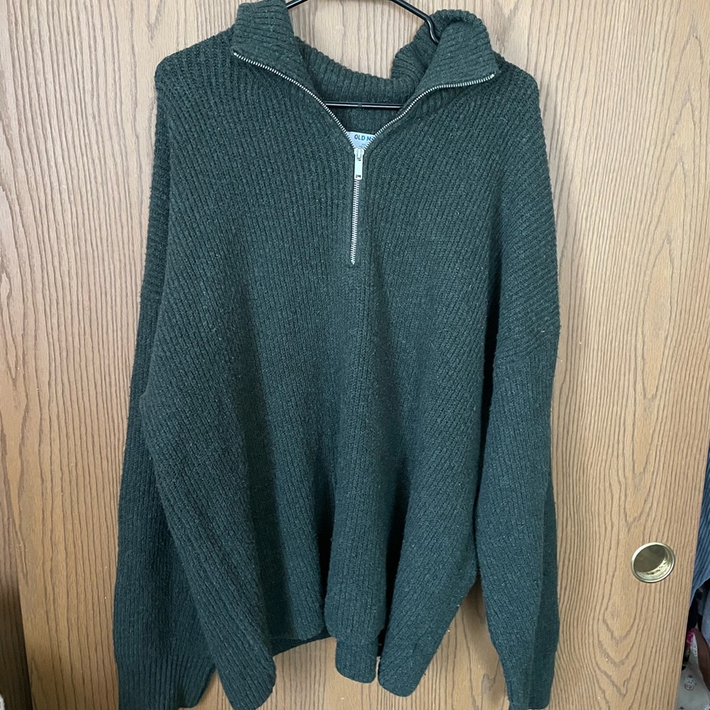 Old Navy Green 3/4 Zip Sweater